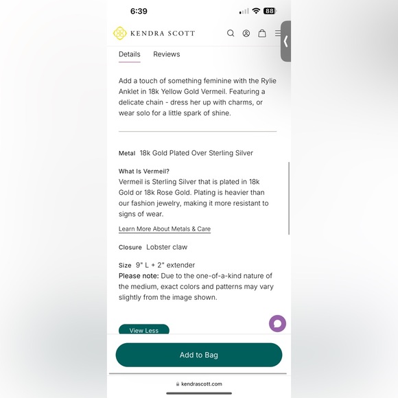 Kendra Scott Rylie Anklet - Picture 6 of 6